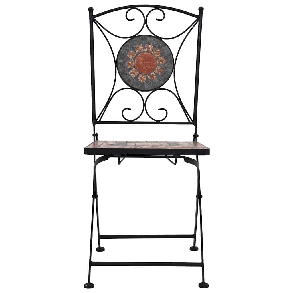 vidaXL Garden Chair | Set of 2 | Orange and Grey | Powder-coated iron, Ceramic