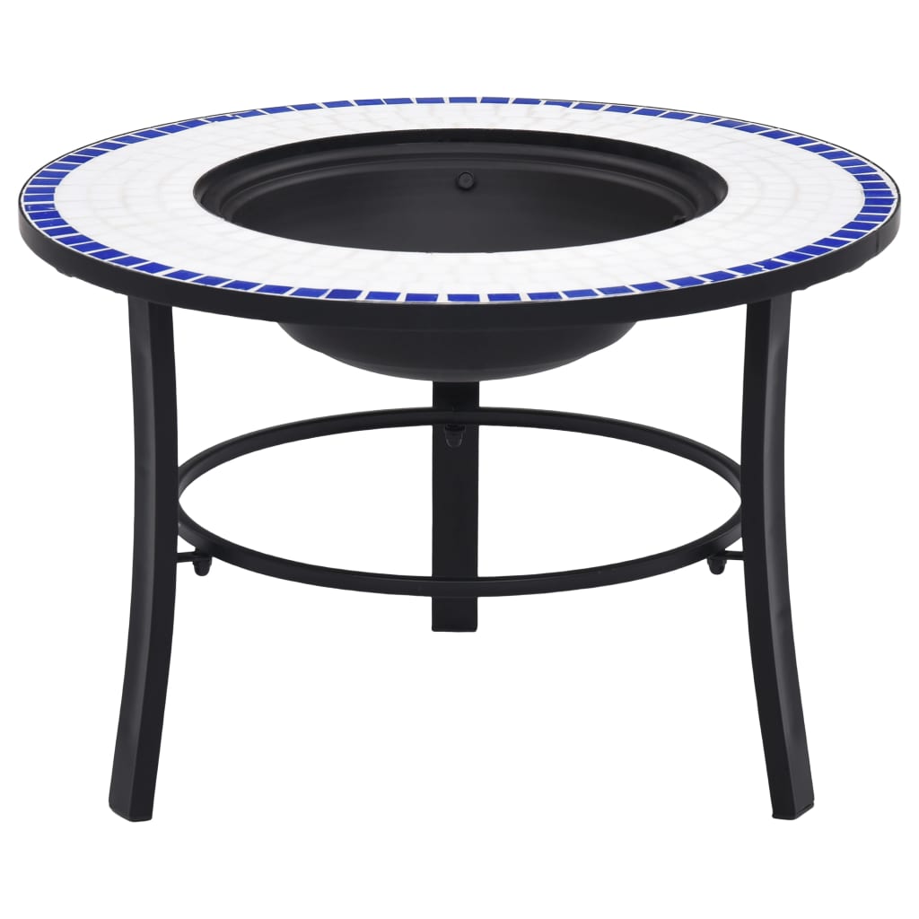 vidaXl Mosaic Fire Pit Blue and White 68cm Ceramic
