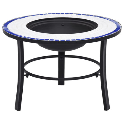 vidaXl Mosaic Fire Pit Blue and White 68cm Ceramic
