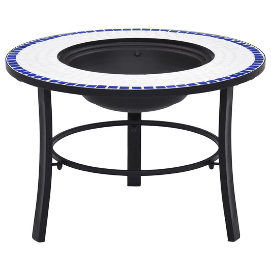 vidaXl Mosaic Fire Pit Blue and White 68cm Ceramic