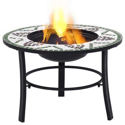 vidaXl Mosaic Fire Pit Green 68cm Ceramic