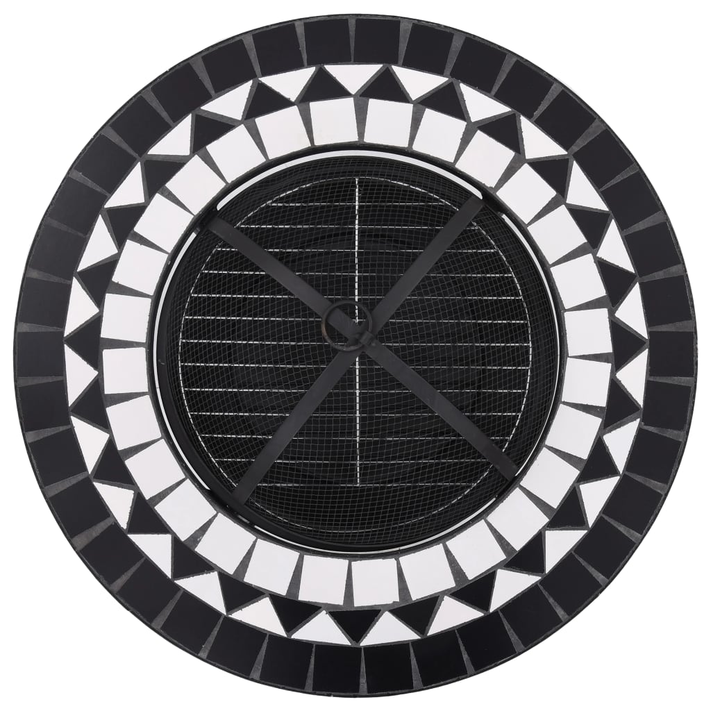 vidaXL Mosaic Fire Pit Table Black and White 68 cm Ceramic