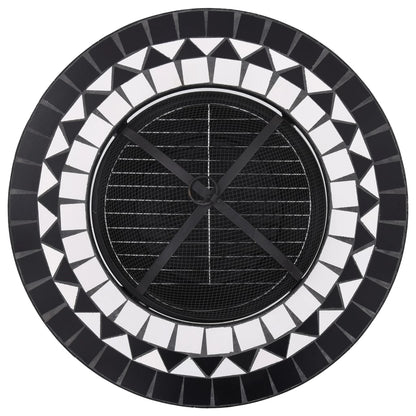 vidaXL Mosaic Fire Pit Table Black and White 68 cm Ceramic