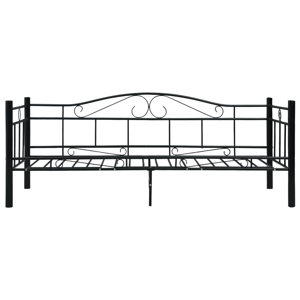 vidaXL Daybed Frame without Mattress Black Metal 90x200cm