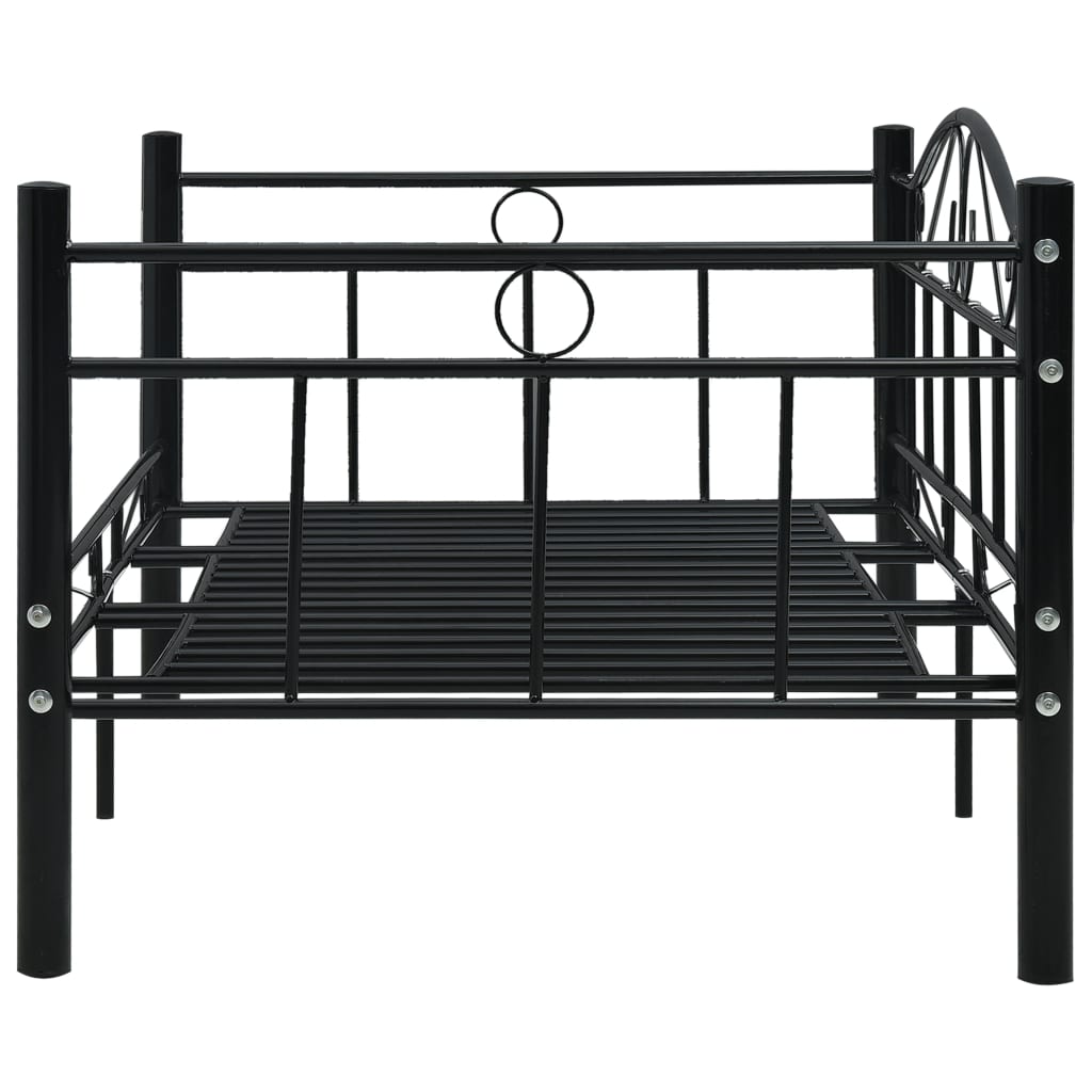 vidaXL Daybed Frame without Mattress Black Metal 90x200cm