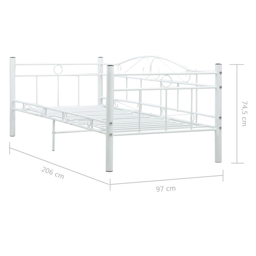 vidaXL Daybed Frame without Mattress White Metal 90x200cm