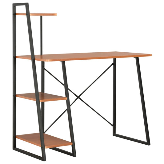 20285 vidaXL Desk with Shelving Unit Black and Brown 102x50x117 cm