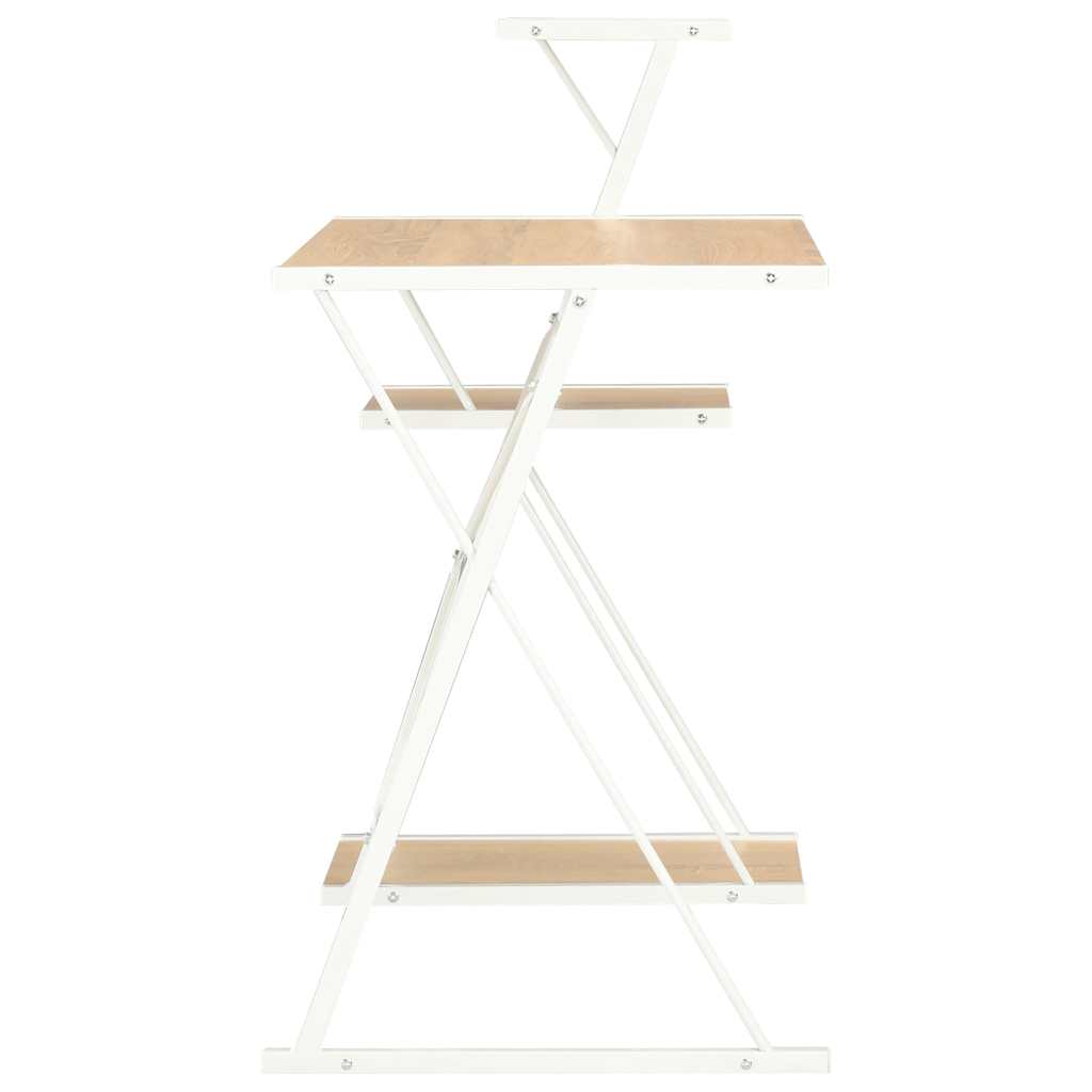 vidaXL Desk with Shelf White and Oak 116x50x93 cm
