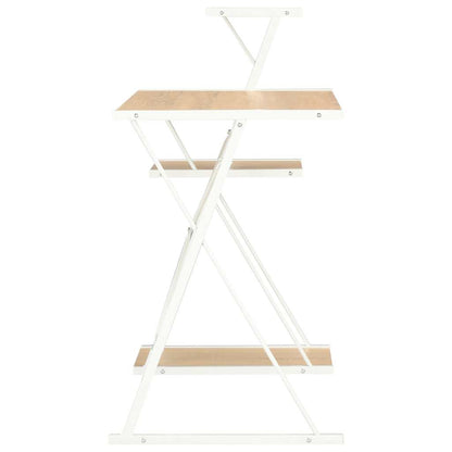 vidaXL Desk with Shelf White and Oak 116x50x93 cm