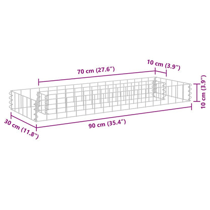 145628 vidaXL Gabion Raised Bed Galvanised Steel 90x30x10 cm