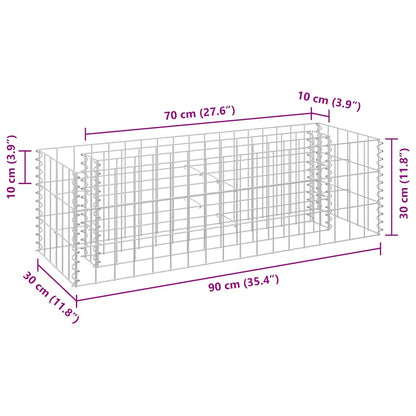 vidaXL Gabion Raised Bed Galvanised Steel 90x30x30 cm