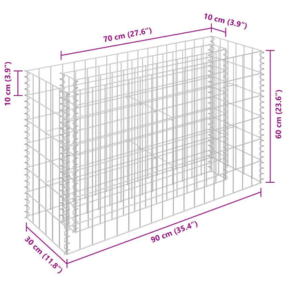 145630 vidaXL Gabion Raised Bed Galvanised Steel 90x30x60 cm