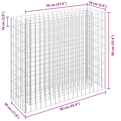 vidaXL Gabion Raised Bed Galvanised Steel 90x30x90 cm
