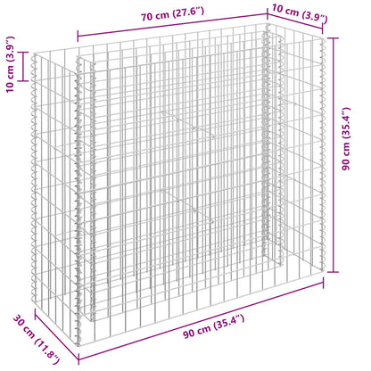 145631 vidaXL Gabion Raised Bed Galvanised Steel 90x30x90 cm