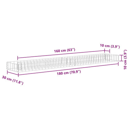 145632 vidaXL Gabion Raised Bed Galvanised Steel 180x30x10 cm