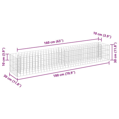 145633 vidaXL Gabion Raised Bed Galvanised Steel 180x30x30 cm