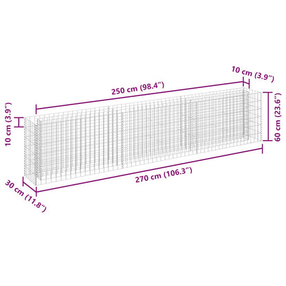 vidaXL Gabion Raised Bed Galvanised Steel 270x30x60 cm