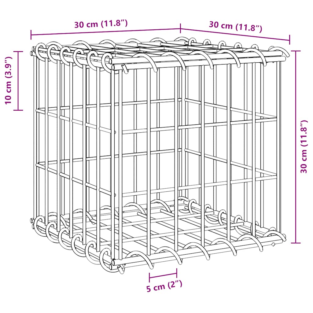 vidaXL Cube Gabion Raised Bed Steel Wire 30x30x30 cm