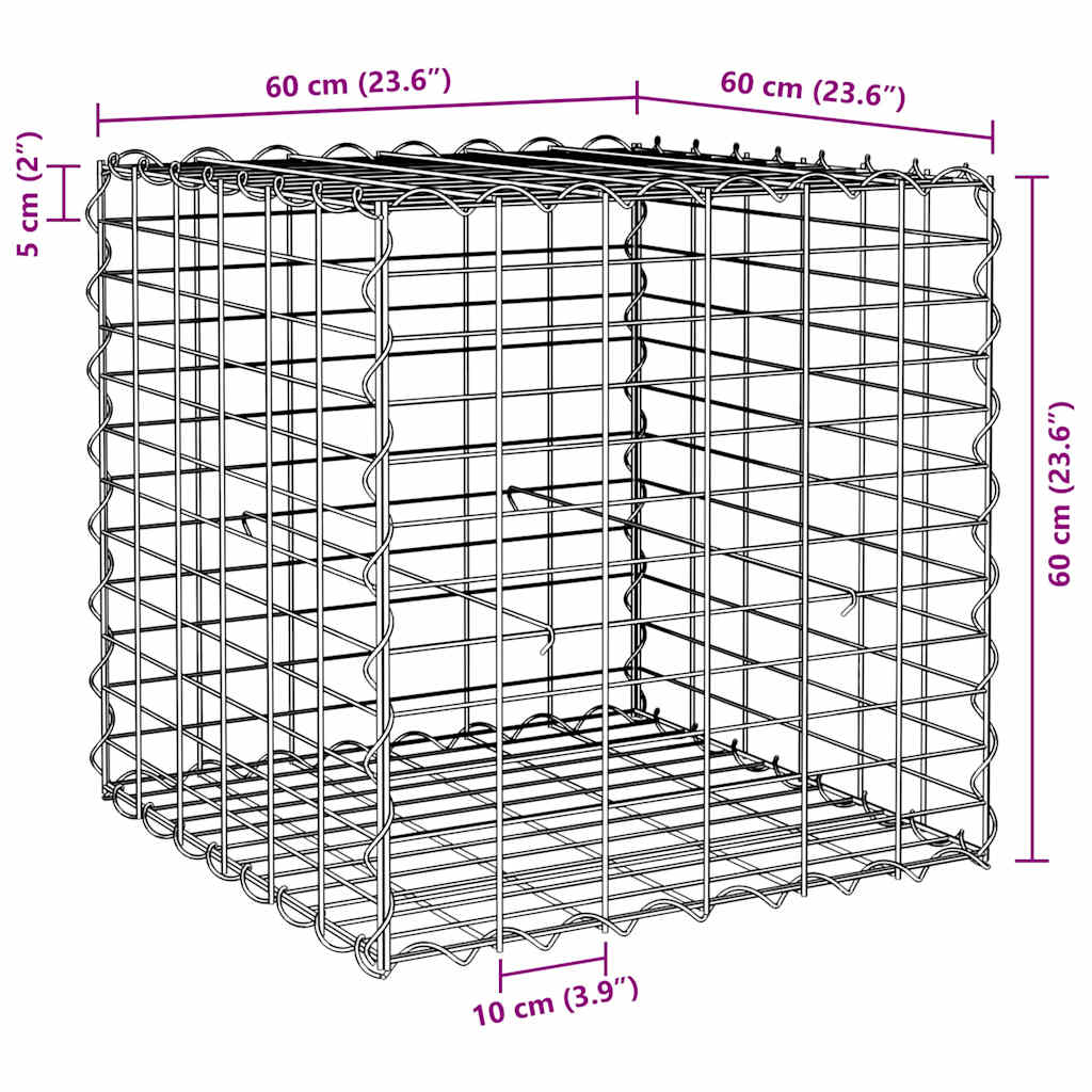 145651 vidaXL Cube Gabion Raised Bed Steel Wire 60x60x60 cm