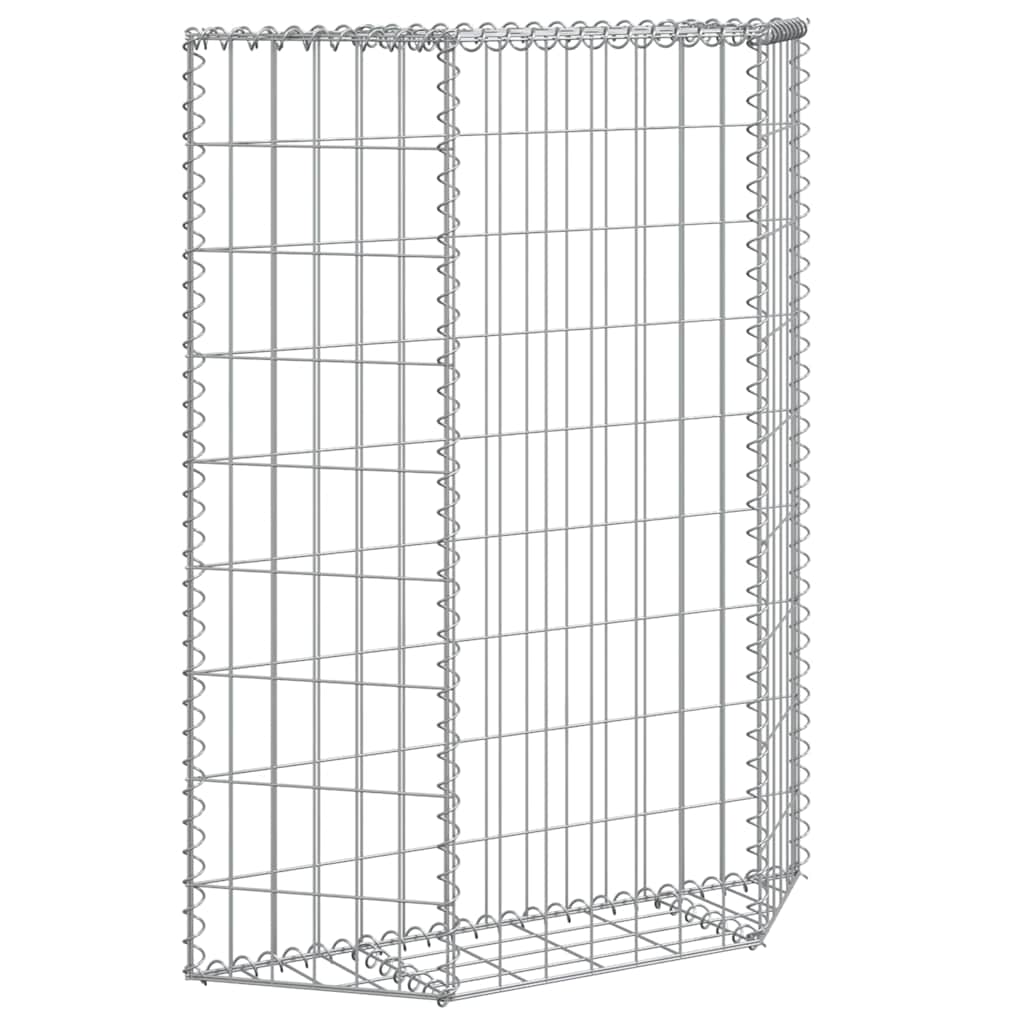 145652 vidaXL Trapezium Gabion Raised Bed Galvanised Steel 80x20x100 cm
