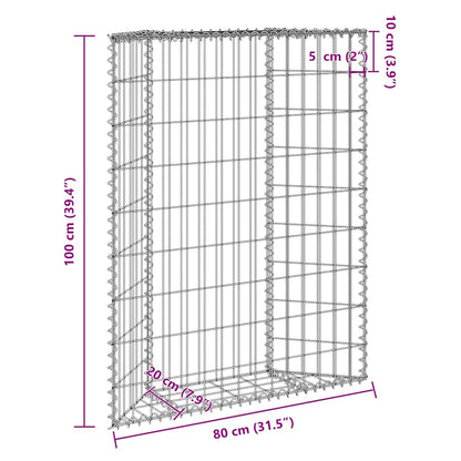 145652 vidaXL Trapezium Gabion Raised Bed Galvanised Steel 80x20x100 cm