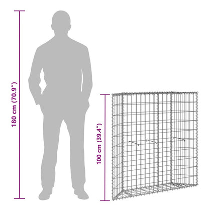 vidaXL Trapezium Gabion Raised Bed Galvanised Steel 100x20x100 cm