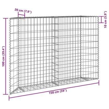 145654 vidaXL Trapezium Gabion Raised Bed Galvanised Steel 150x20x100 cm
