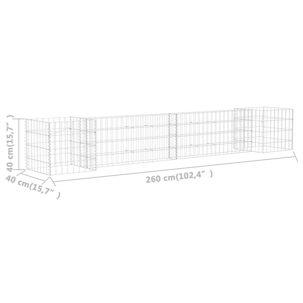 145658 vidaXL H-Shaped Gabion Planter Steel Wire 260x40x40 cm