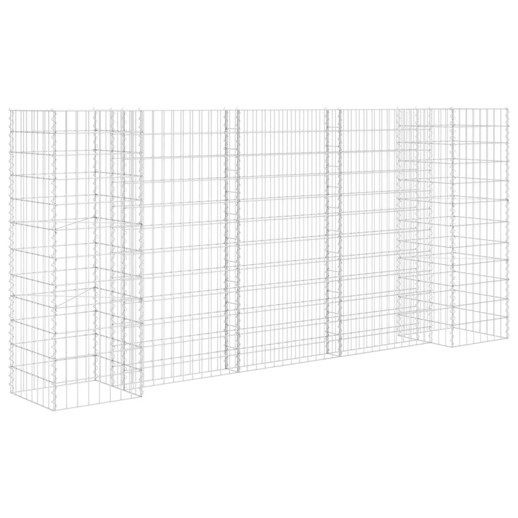 145662 vidaXL H-Shaped Gabion Planter Steel Wire 260x40x120 cm
