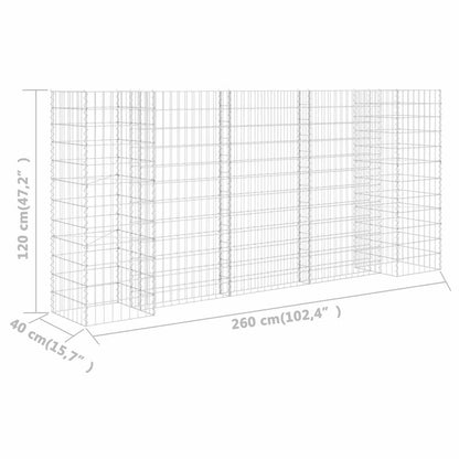 145662 vidaXL H-Shaped Gabion Planter Steel Wire 260x40x120 cm