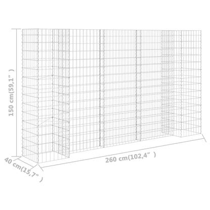 vidaXL Gabion Planter | Silver | Steel wire | Large | Decorative Inlays