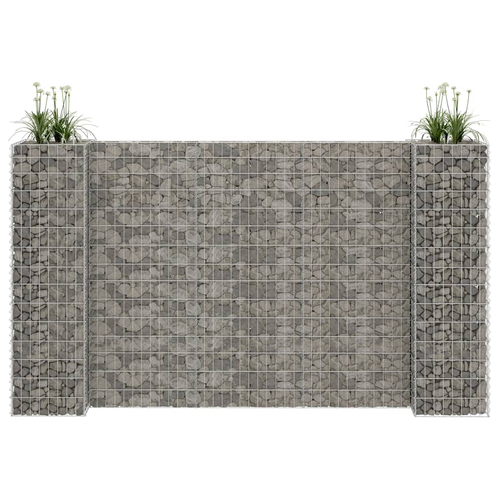 vidaXL Gabion Planter | Silver | Steel wire | Large | Decorative Inlays
