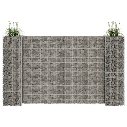 vidaXL Gabion Planter | Silver | Steel wire | Large | Decorative Inlays