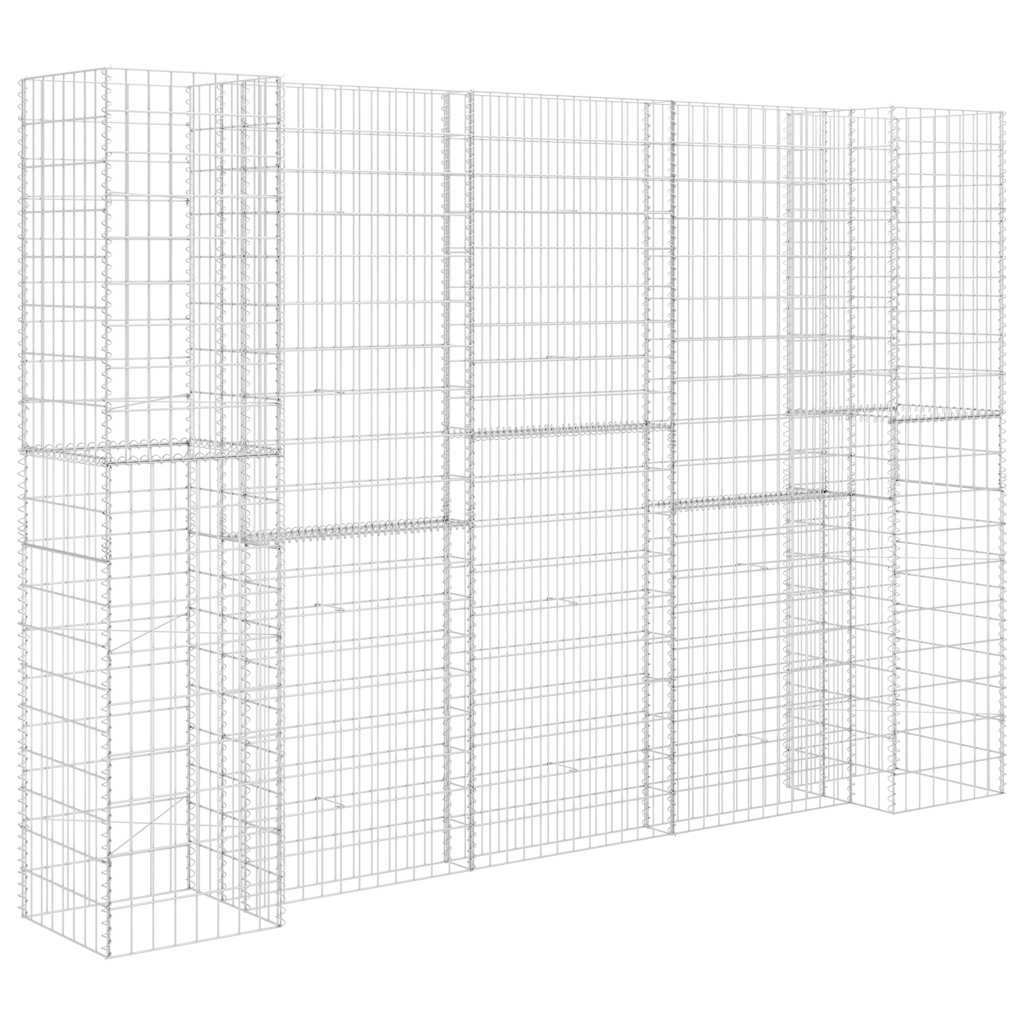 145664 vidaXL H-Shaped Gabion Planter Steel Wire 260x40x180 cm
