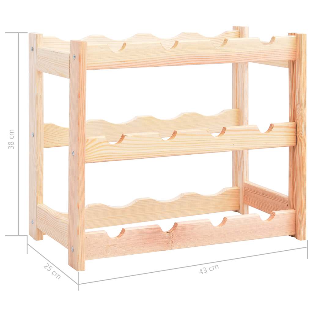 vidaXL Wine Rack for 12 Bottles Pinewood