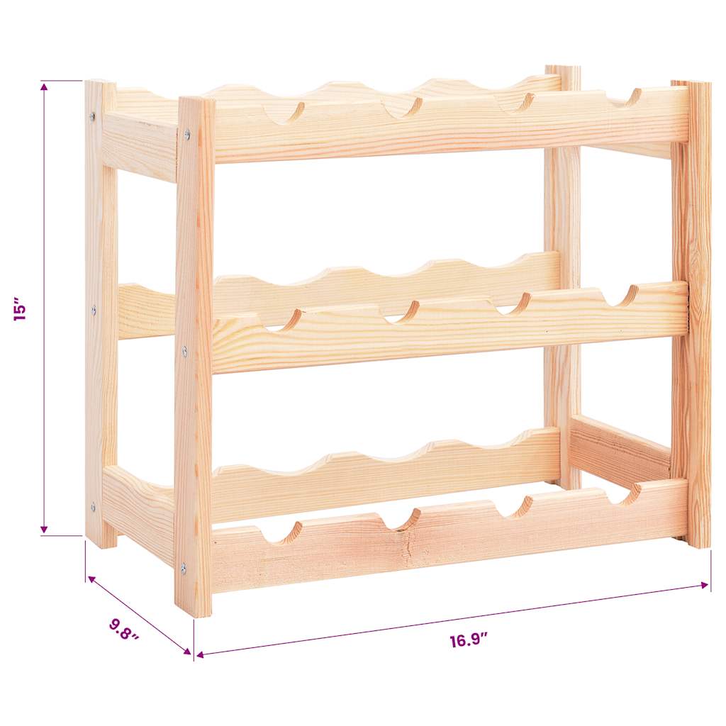 vidaXL Wine Rack for 12 Bottles Pinewood