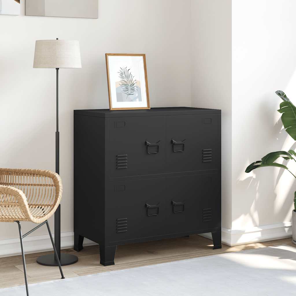 vidaXL Industrial Storage Chest Black 75x40x80 cm Steel