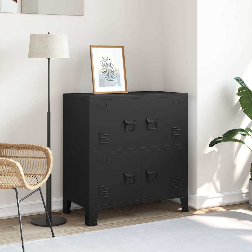 vidaXL Industrial Storage Chest Black 75x40x80 cm Steel