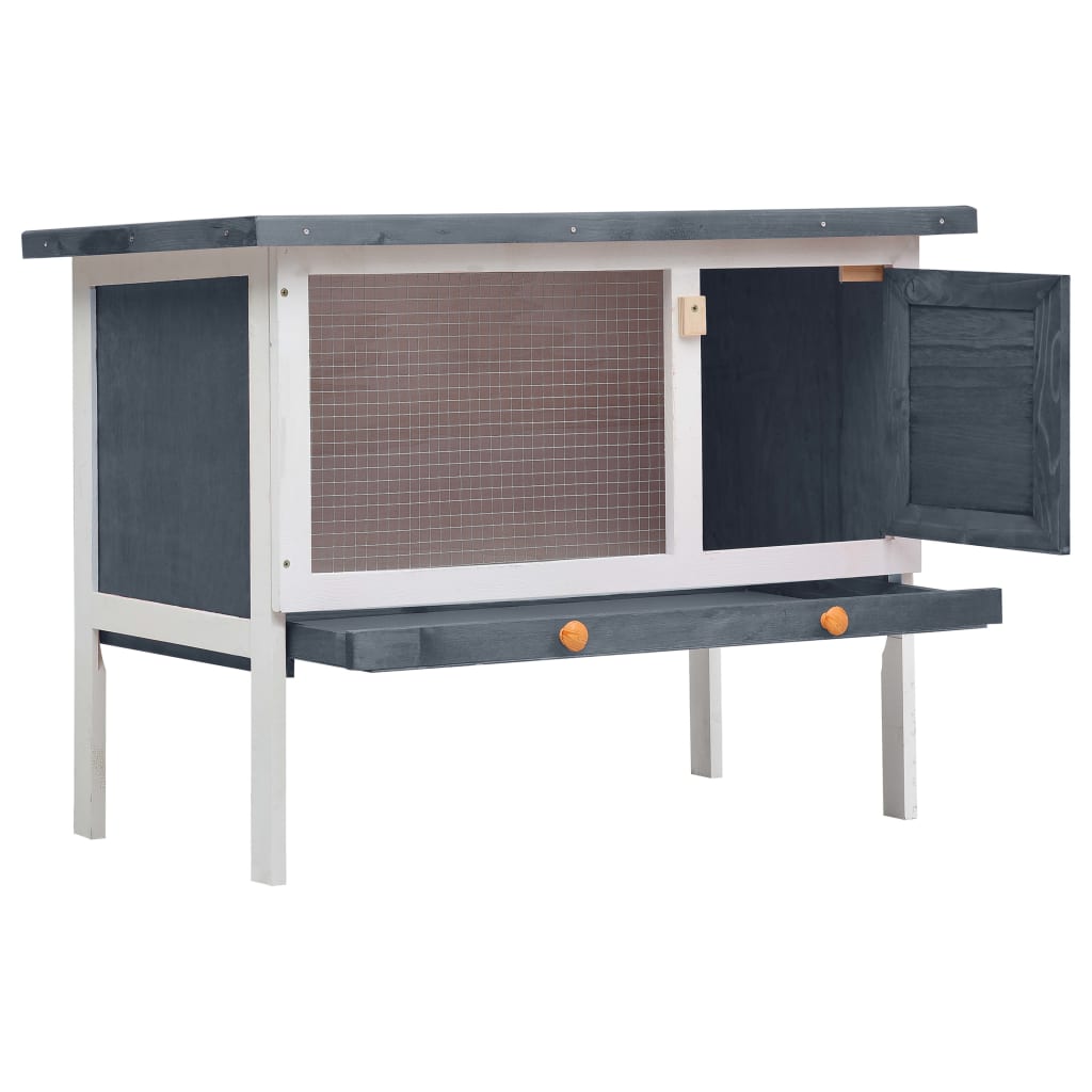 vidaXL Outdoor Rabbit Hutch 1 Layer Grey Wood