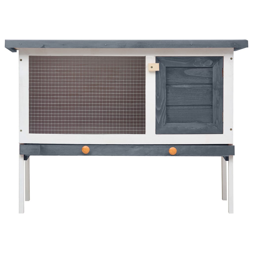vidaXL Outdoor Rabbit Hutch 1 Layer Grey Wood