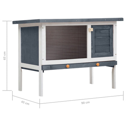 vidaXL Outdoor Rabbit Hutch 1 Layer Grey Wood
