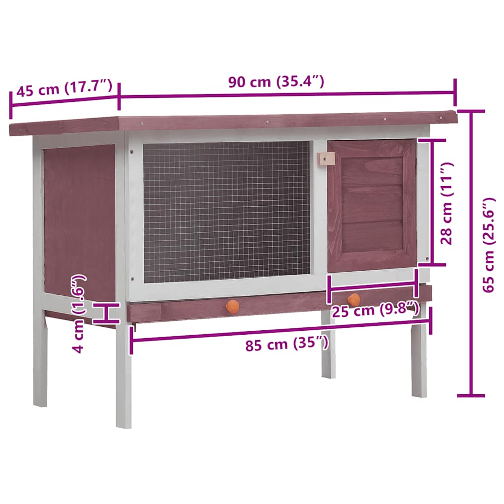 vidaXL Outdoor Rabbit Hutch 1 Layer Brown Wood