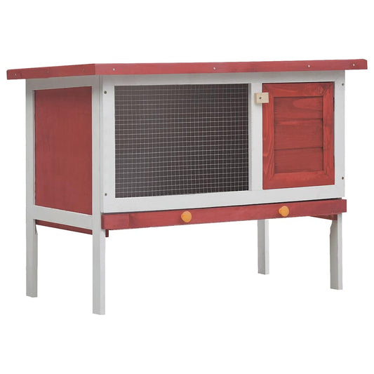 170830 vidaXL Outdoor Rabbit Hutch 1 Layer Red Wood