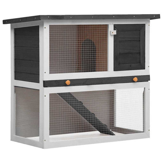 vidaXL Outdoor Rabbit Hutch 1 Door Grey Wood