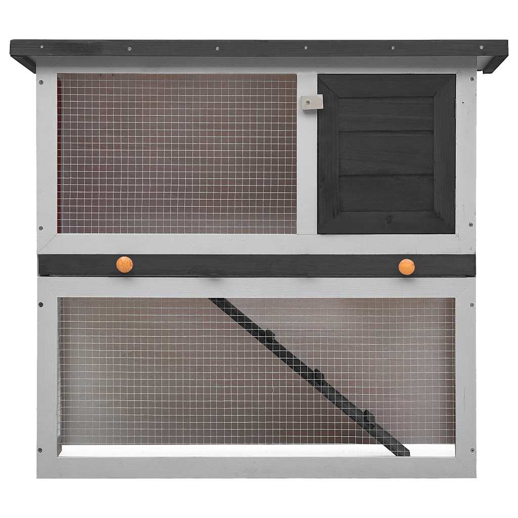 vidaXL Outdoor Rabbit Hutch 1 Door Grey Wood