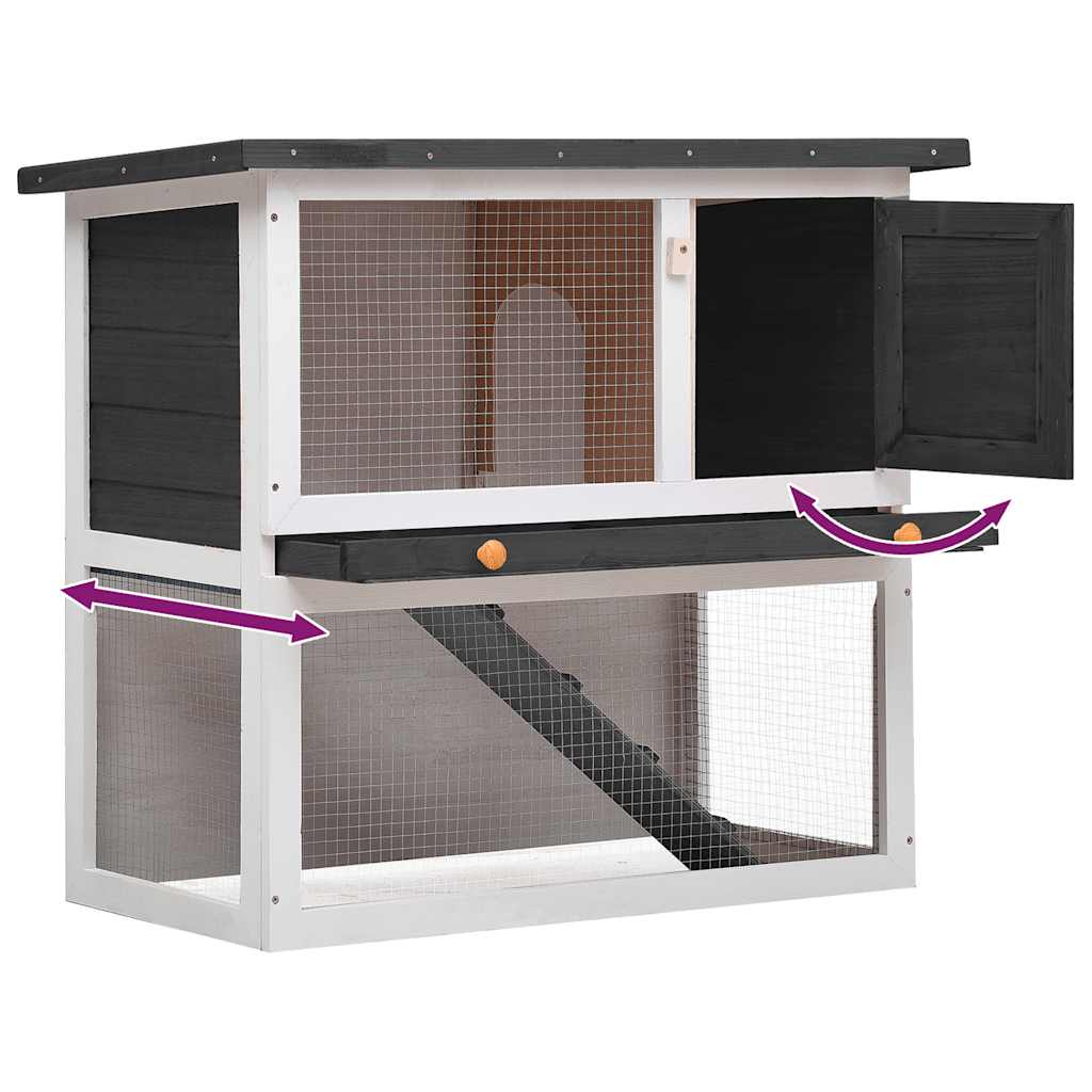 vidaXL Outdoor Rabbit Hutch 1 Door Grey Wood