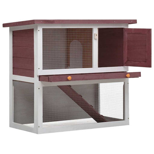vidaXL Outdoor Rabbit Hutch 1 Door Brown Wood