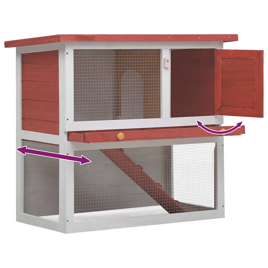 vidaXL Outdoor Rabbit Hutch 1 Door Red Wood