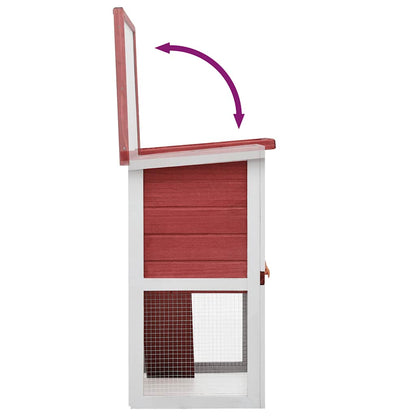 vidaXL Outdoor Rabbit Hutch 1 Door Red Wood