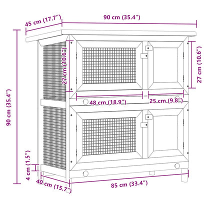 vidaXL Outdoor Rabbit Hutch 4 Doors Grey Wood